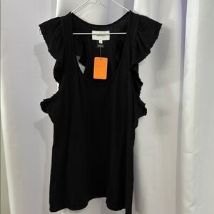Current/Elliott Black Ruffle Tank Top 2